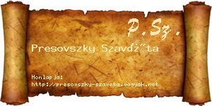 Presovszky Szavéta névjegykártya